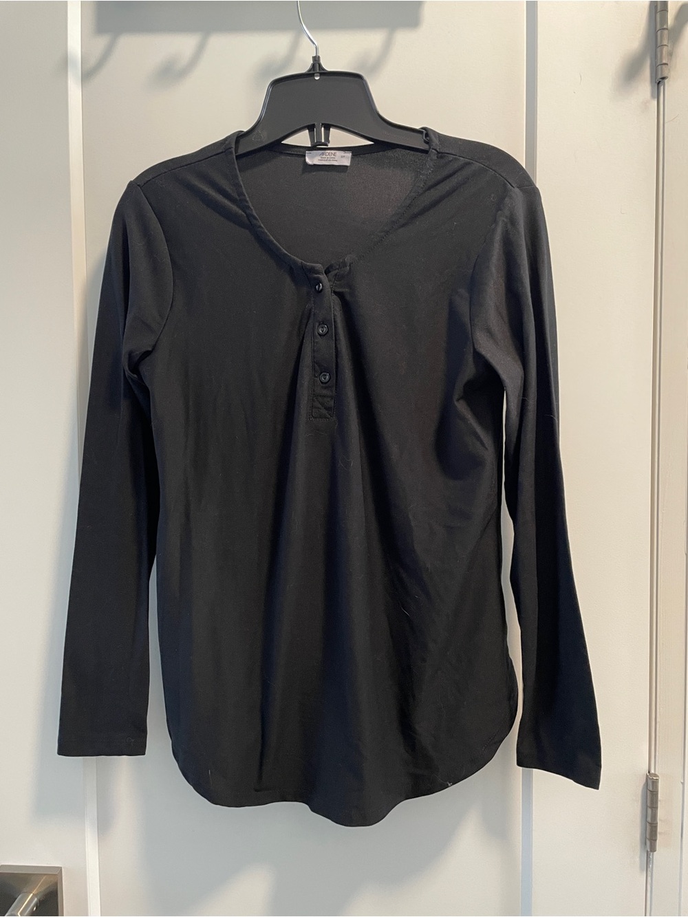 Black Long-Sleeve Henley Top